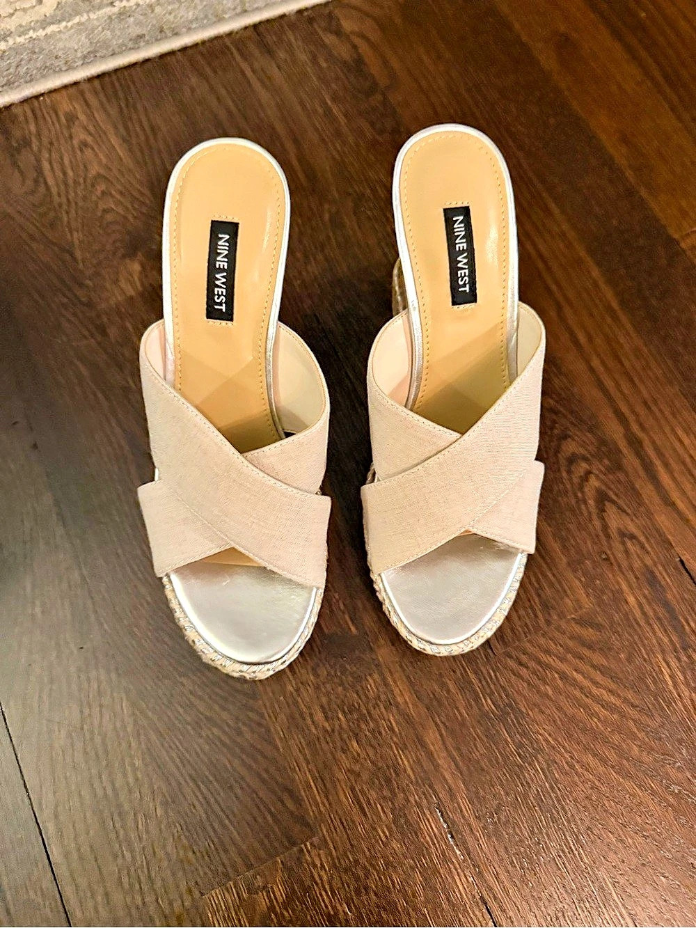Nine West Wedge 110 Platform Wedge Sandals in Beige Size 7